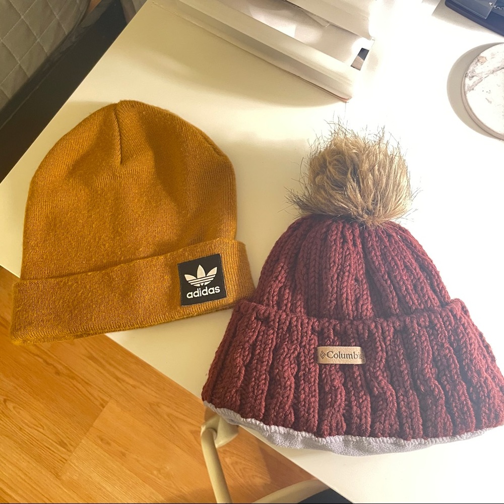 Two cute beanies for $15, Adidas and Columbia